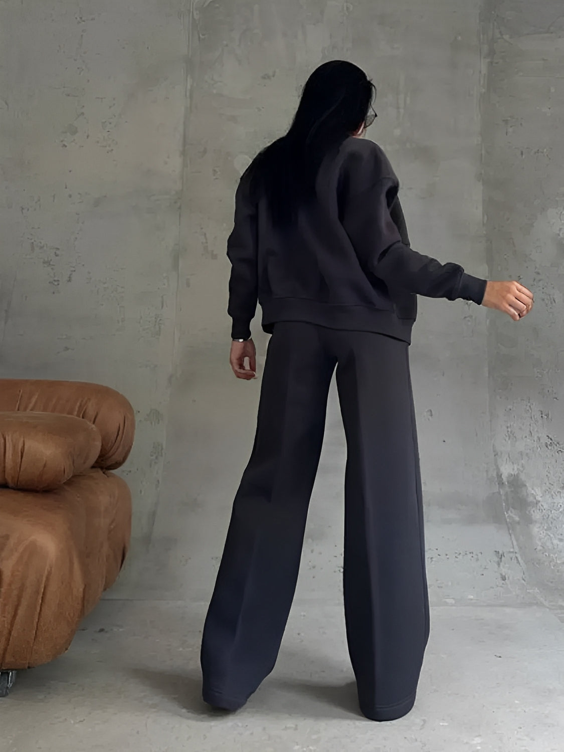 Women's Set with Zip-Up Jacket and Straight-Leg Pants with Pockets - Bruna